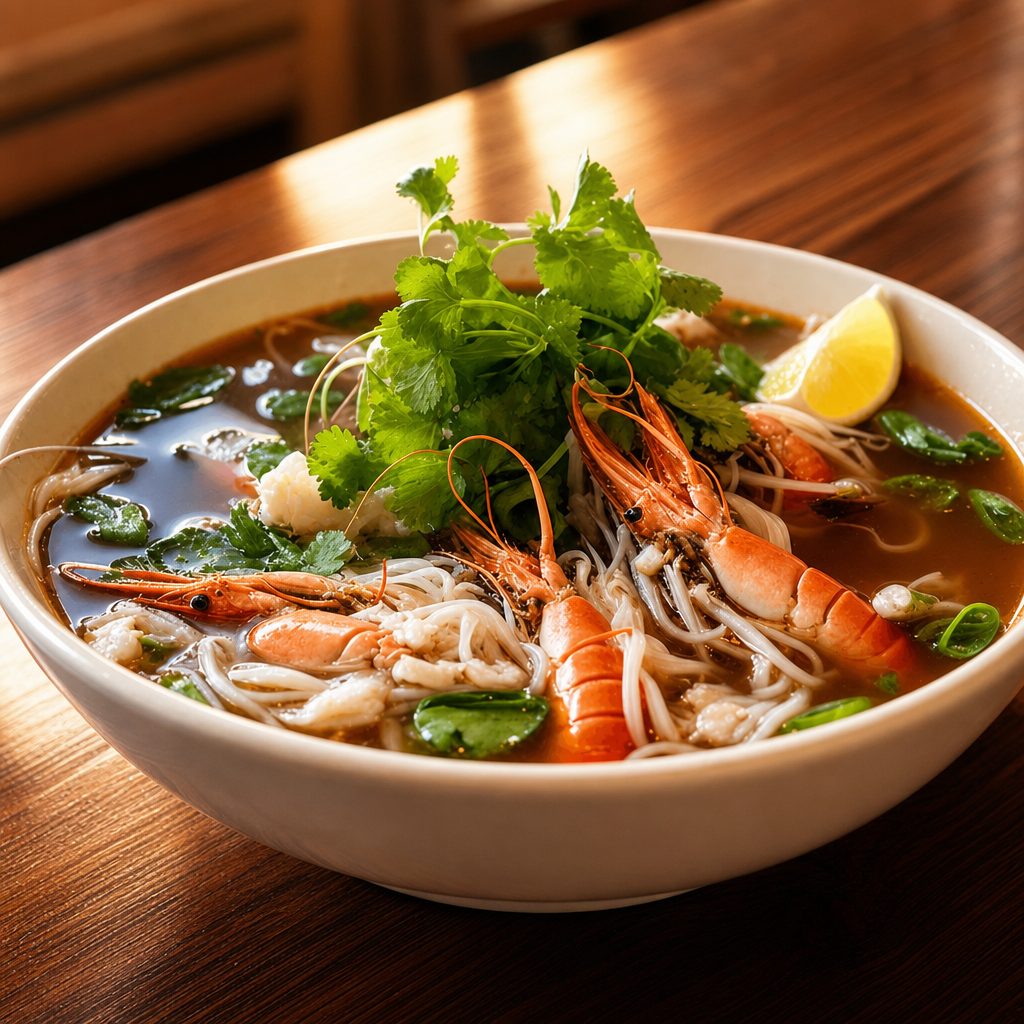 Rice Noodles w/ Seafood.